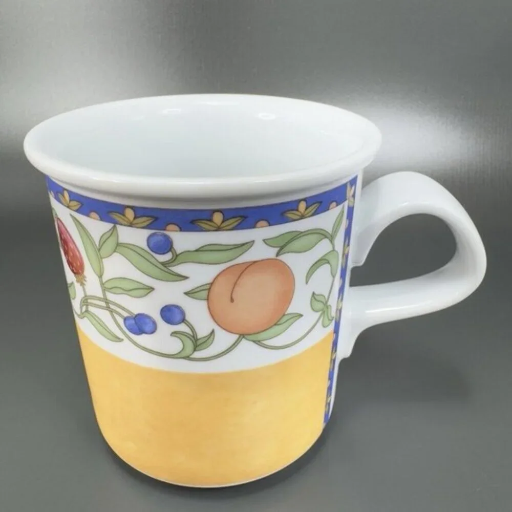 DANSK FIANCE‎ FRUITS Ceramic Coffee Mug Cup Set 2 Mugs Cups Dinnerware Thailand